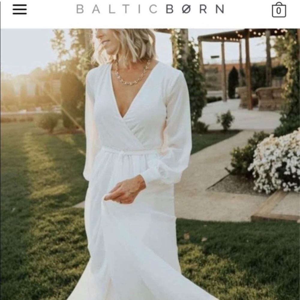 BALTIC BORN LYDIA DRESS White Sheer Long Sleeve Dress wrap style top MAXI DRESS